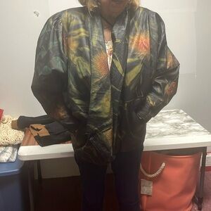 Vintage Abstract Leather Jacket Size M